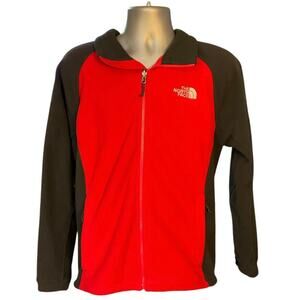 The North Face Fleece Jacket Red and Black Color Block Full Zip Casual Size M
